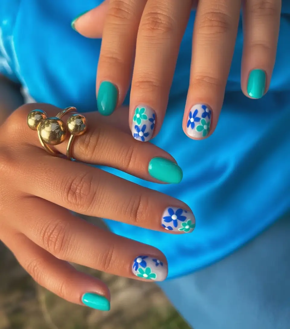 Beach-Ready Nails for 2025 Cool Mint Bloom