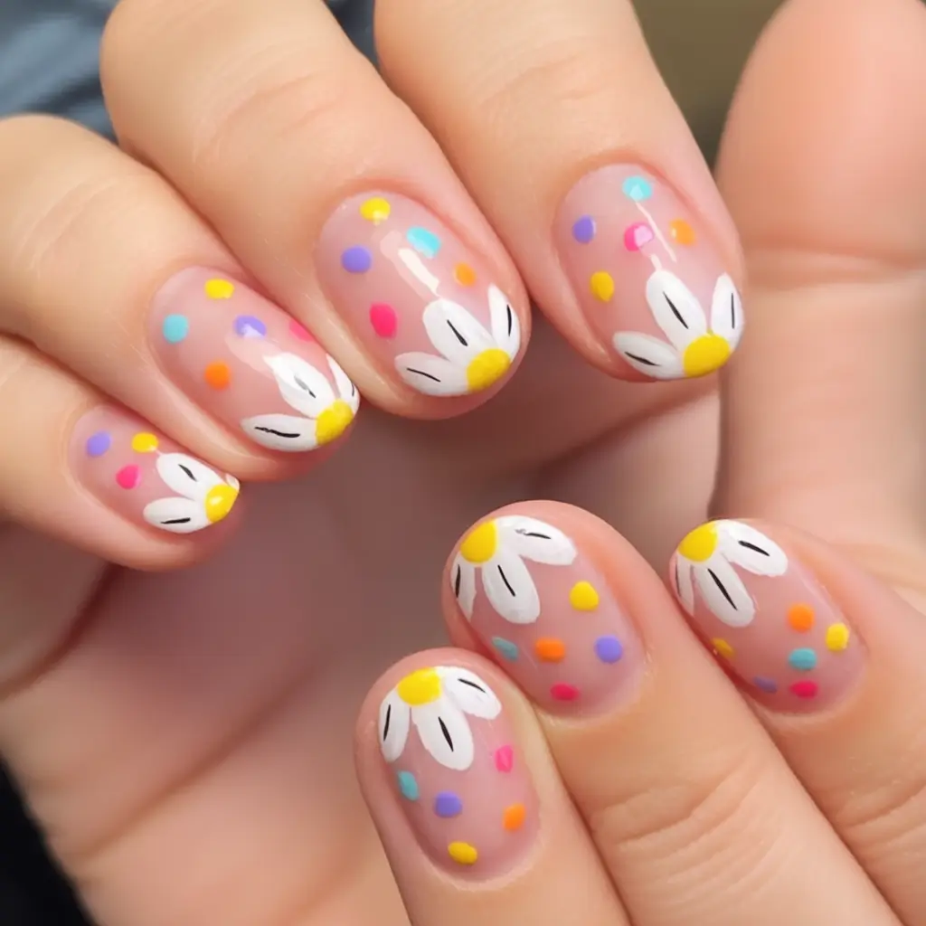 Beach-Ready Nails for 2025 Daisies and Confetti Joy
