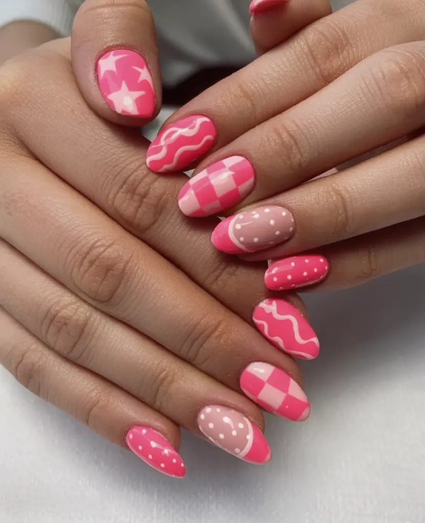 Beach-Ready Nails for 2025 Retro Picnic Pink