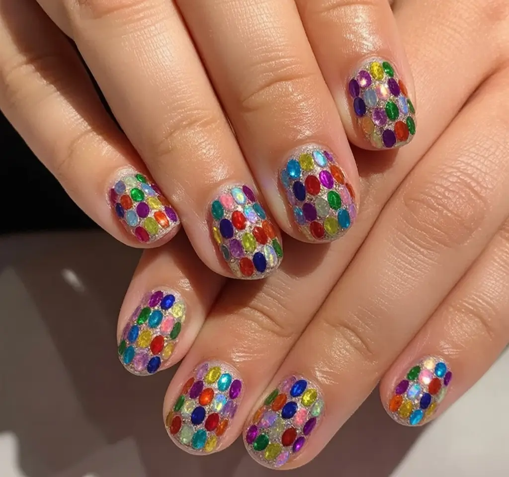Beach-Ready Nails for 2025 Confetti Disco Sparkle