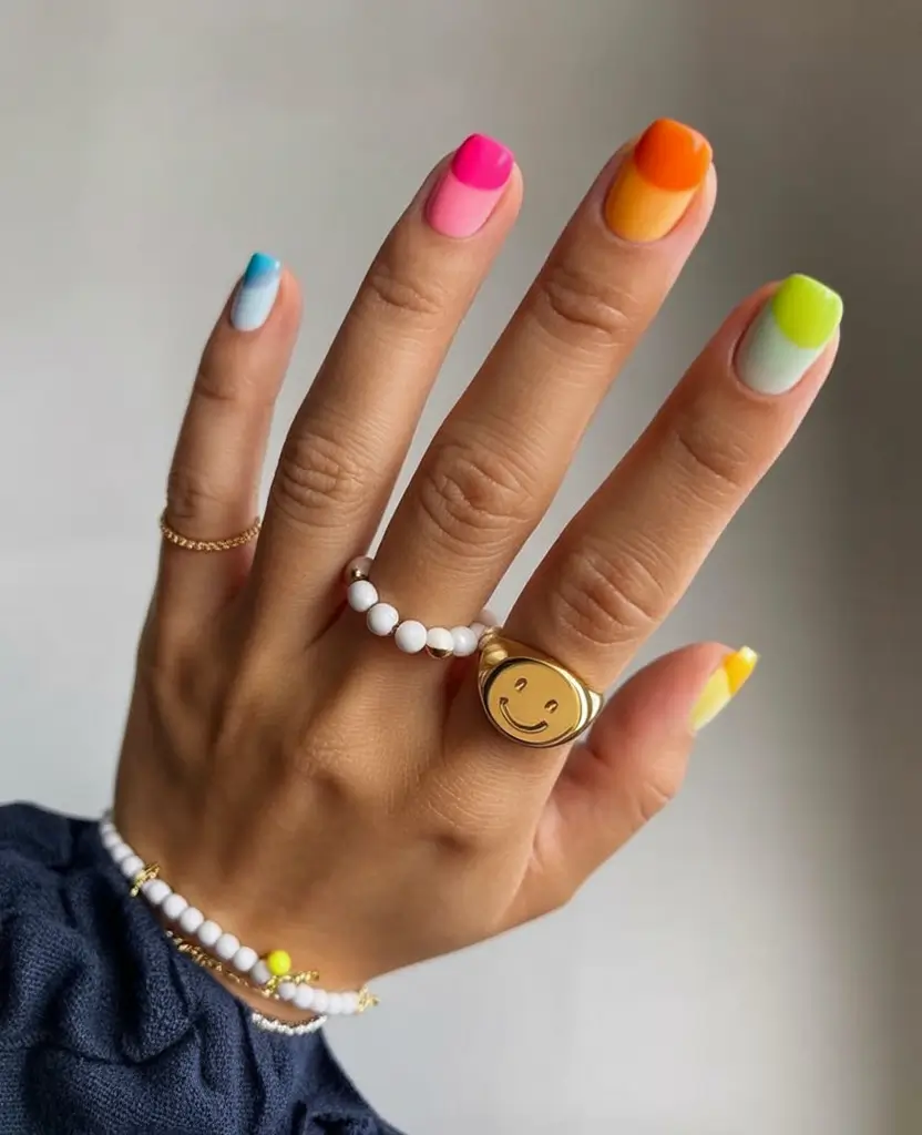 Beach-Ready Nails for 2025 Sunset Sorbet Tips