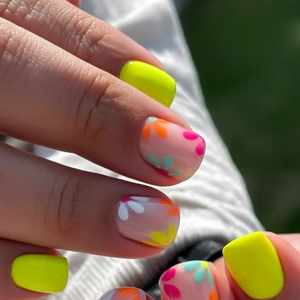 Beach-Ready Nails for 2025 Sunshine Pops And Daisy Dots