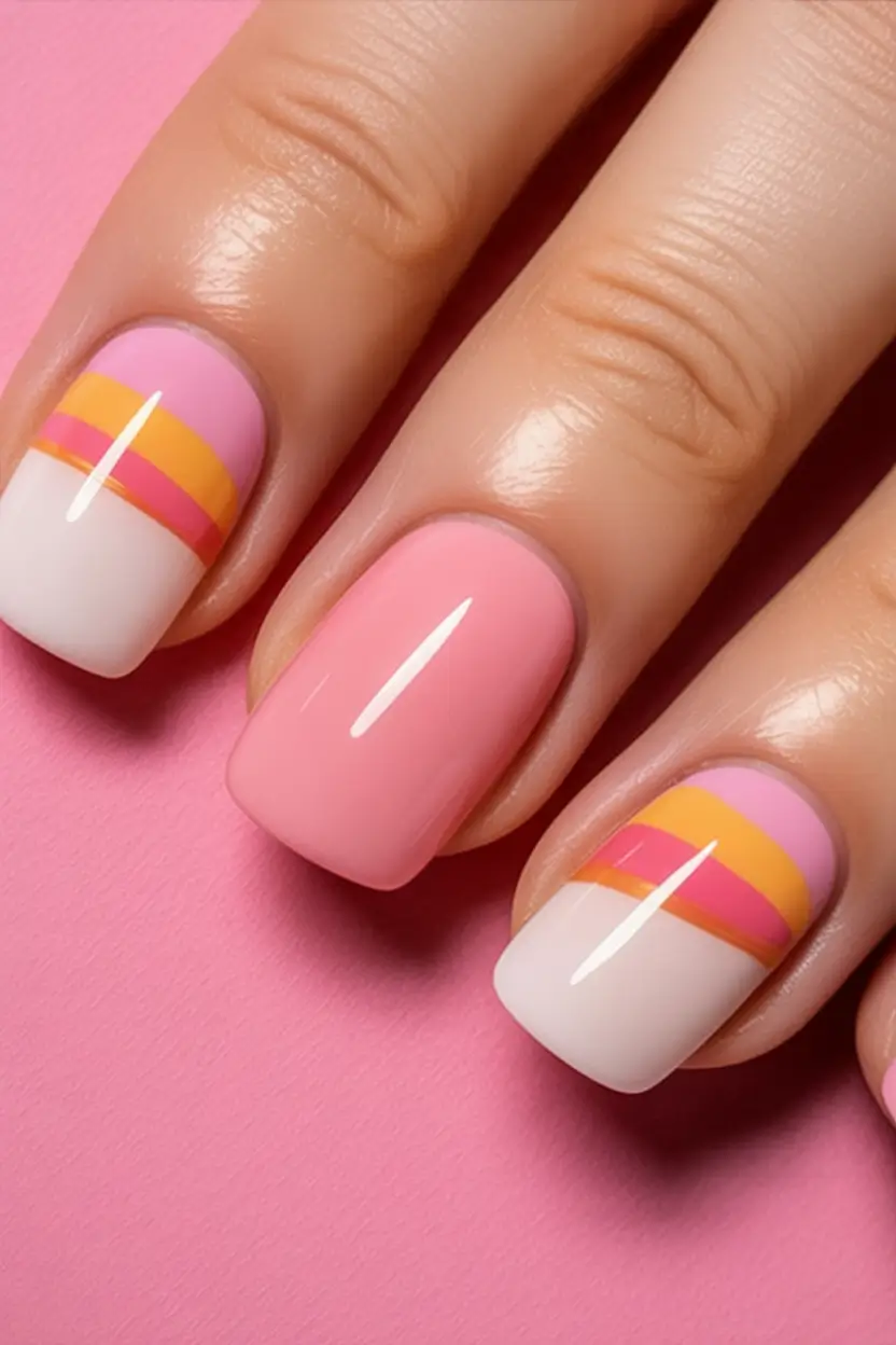 Beach-Ready Nails for 2025 Retro Sorbet Stripes