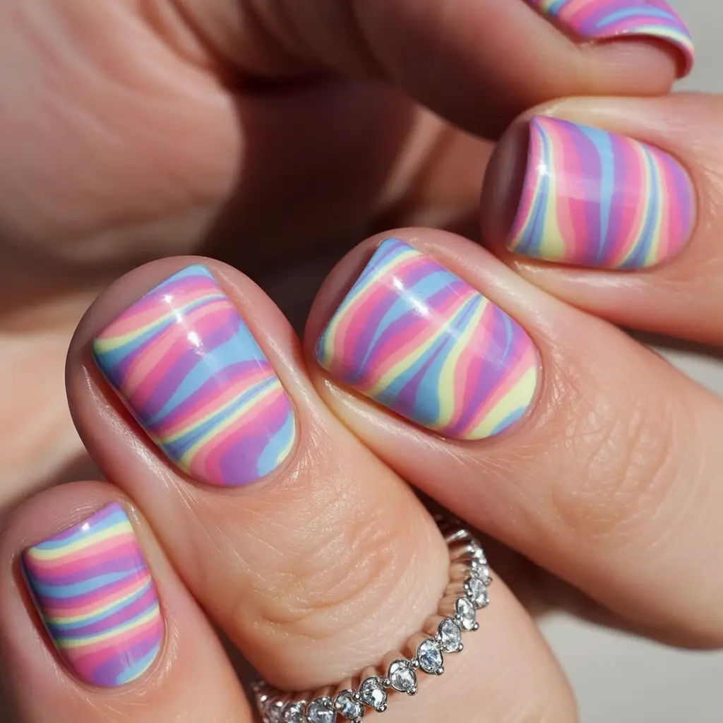 Beach-Ready Nails for 2025 Pastel Wave Candy