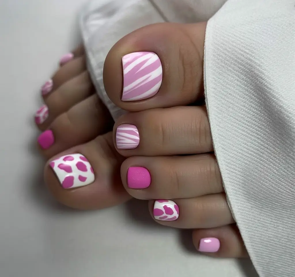 Beach Toe Nails for Summer 2025 Wild Pink Safari