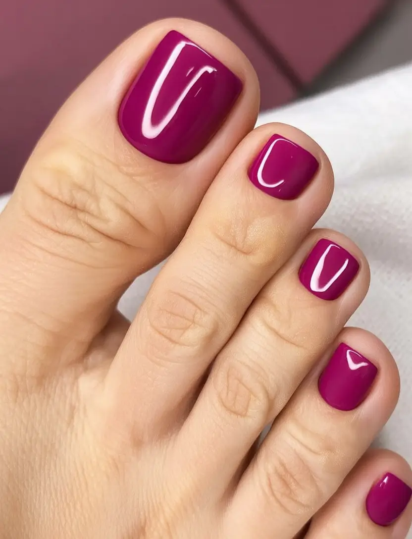 Beach Toe Nails for Summer 2025 Classic Raspberry Gloss