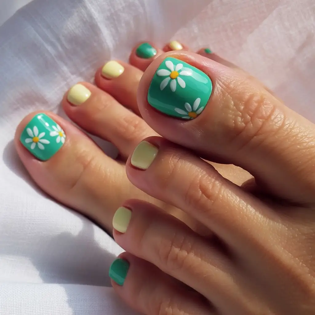Beach Toe Nails for Summer 2025 Daisy Green Fresh