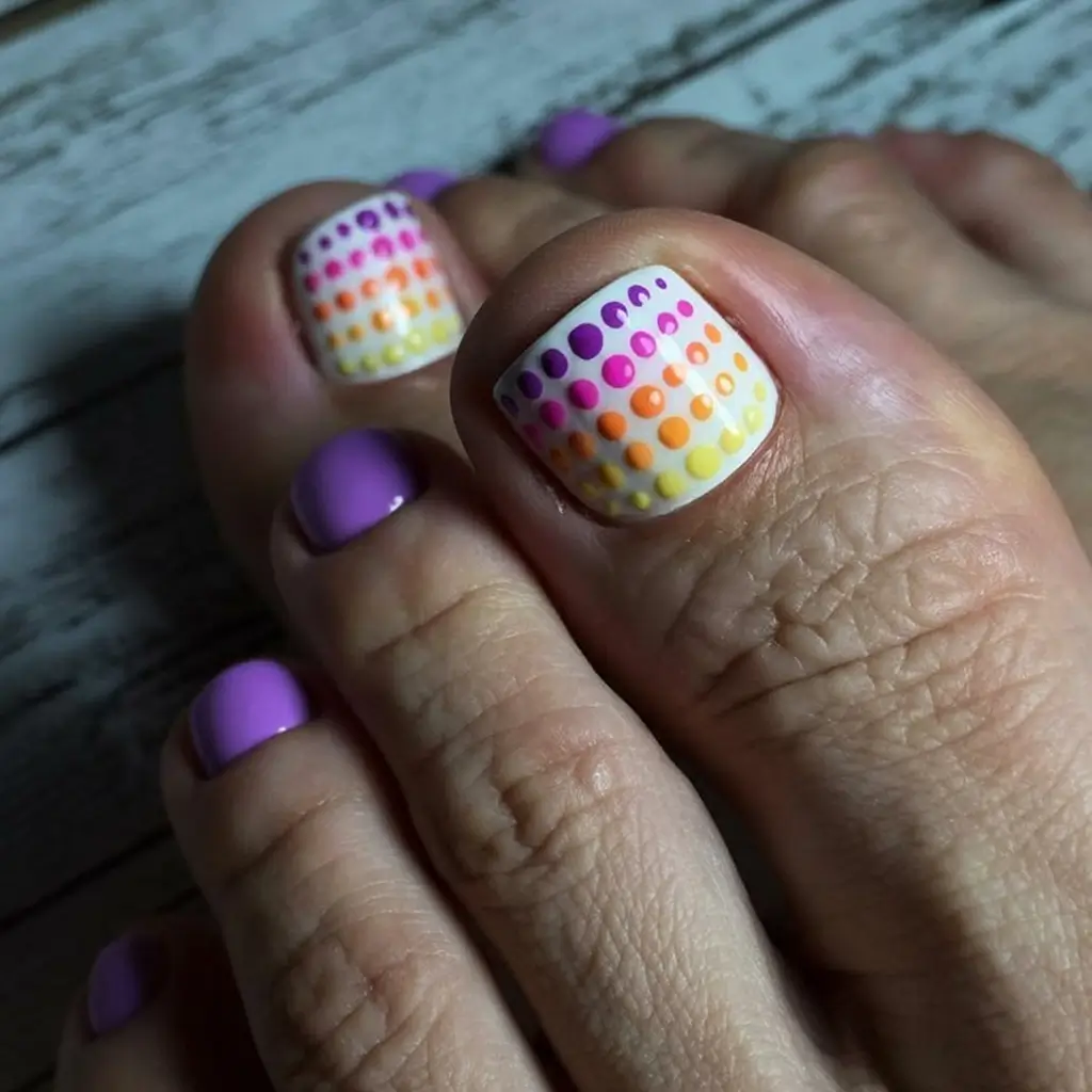 Beach Toe Nails for Summer 2025 Dotted Sunset Ombre