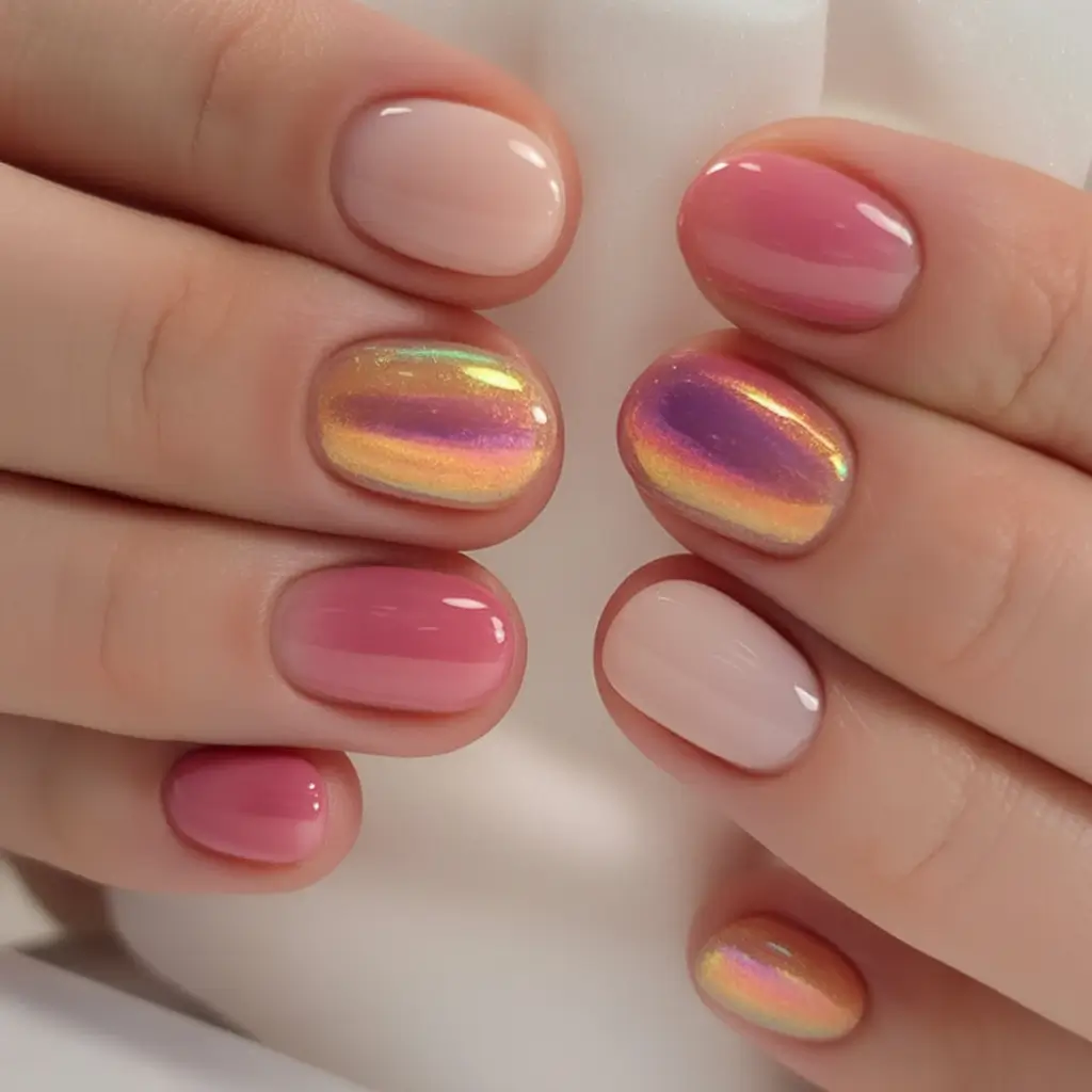 Best July Nail Colors for 2025 Rose Glass Chrome Magic