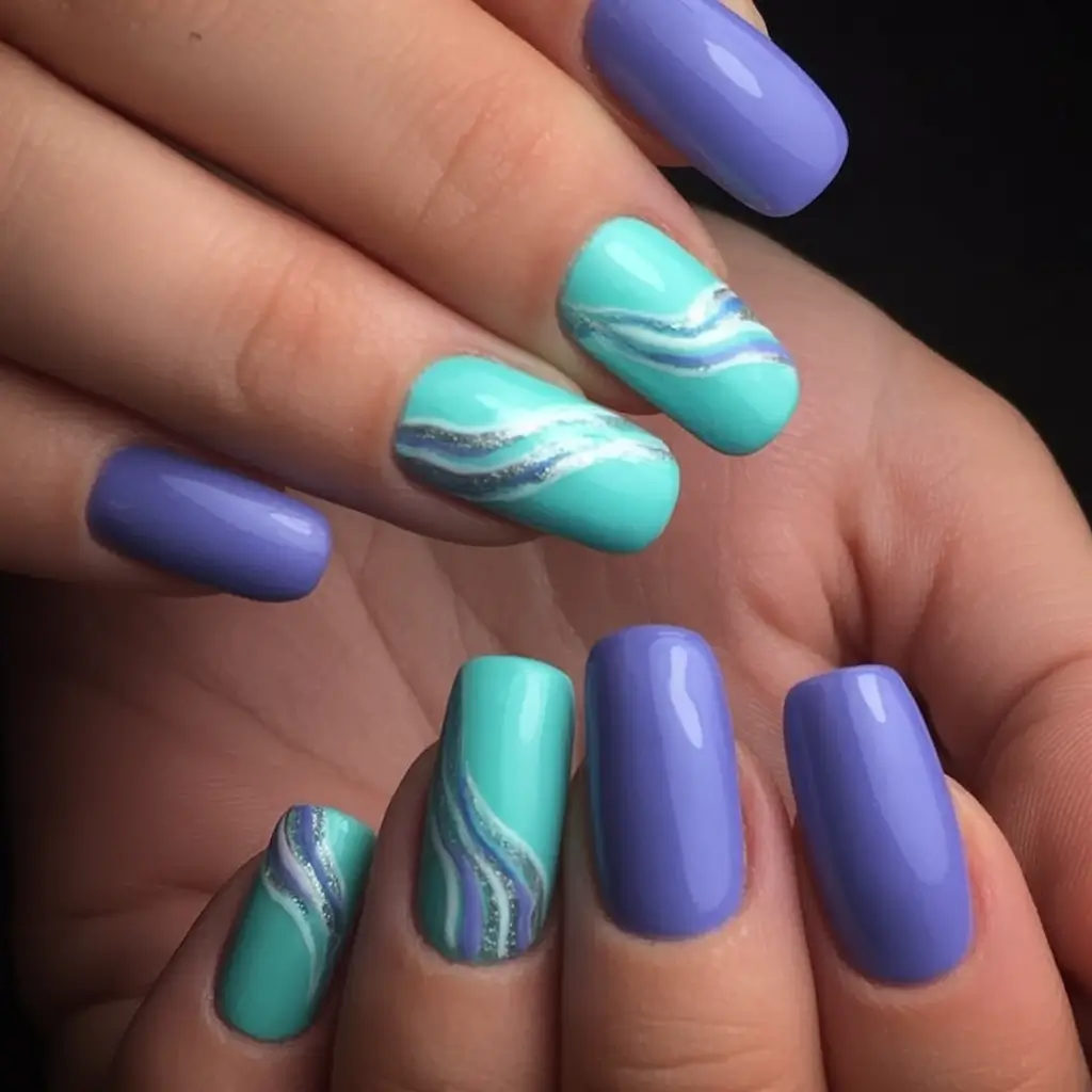 Best July Nail Colors for 2025 Seafoam Dreams & Periwinkle Waves