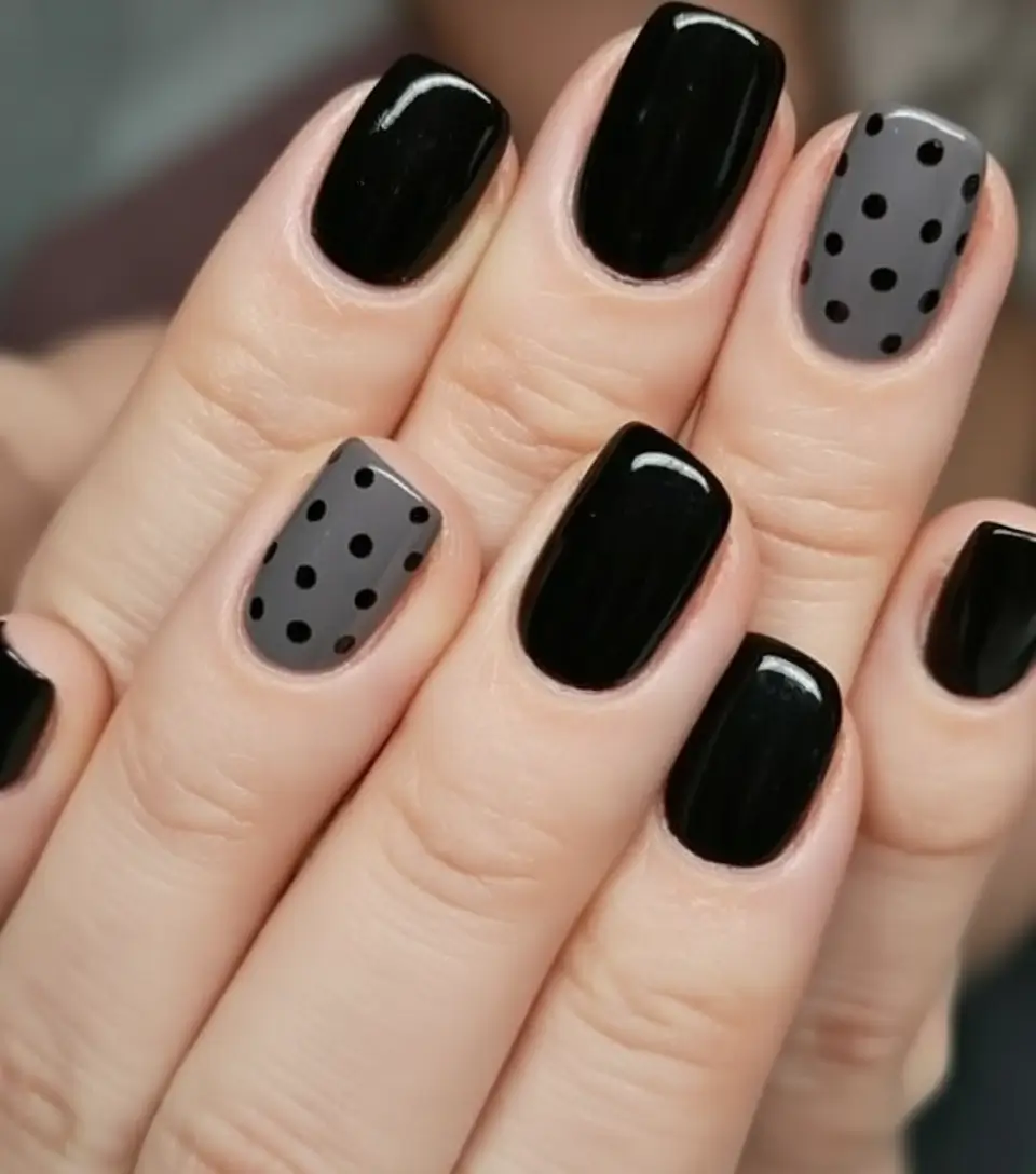 Black Summer Nails for 2025 Looks Dots And Attitude Modern Mod With A Matte Twist