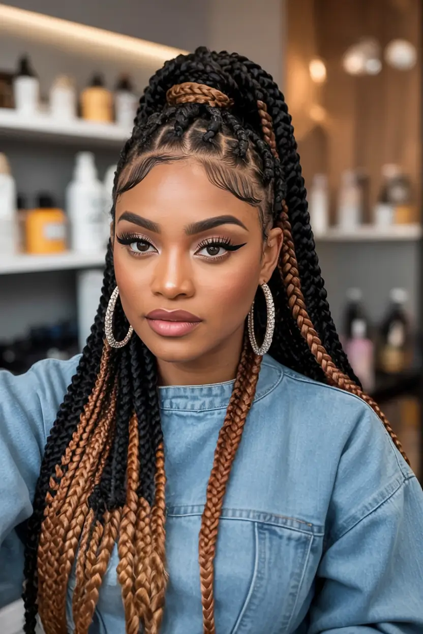 Black Women Hairstyles - Summer 2025 Trends Two-Tone Weave Ponytail Glam