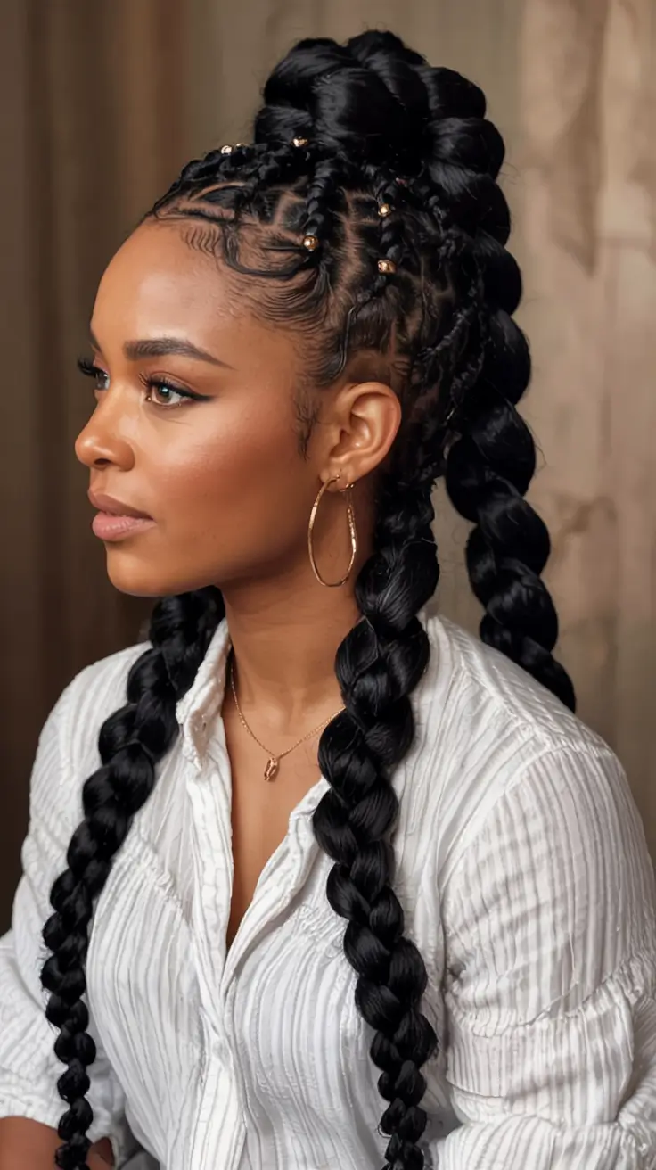 Black Women Hairstyles - Summer 2025 Trends Jumbo Braided Crown