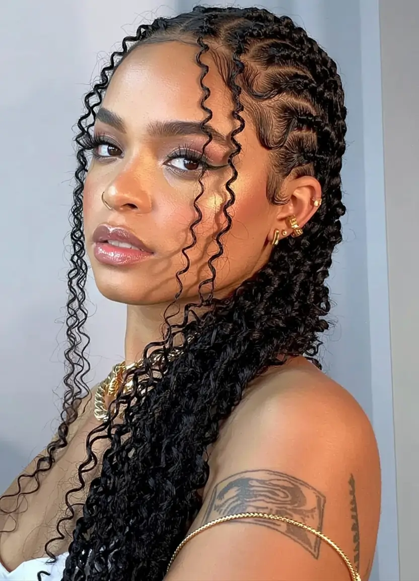 Black Women Hairstyles - Summer 2025 Trends Curly Half-Up Cornrows