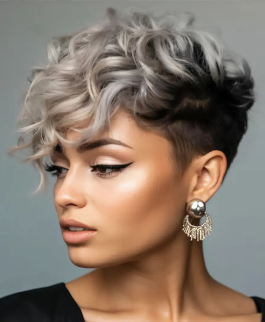 Black Women Hairstyles - Summer 2025 Trends Edgy Undercut with Silver Waves