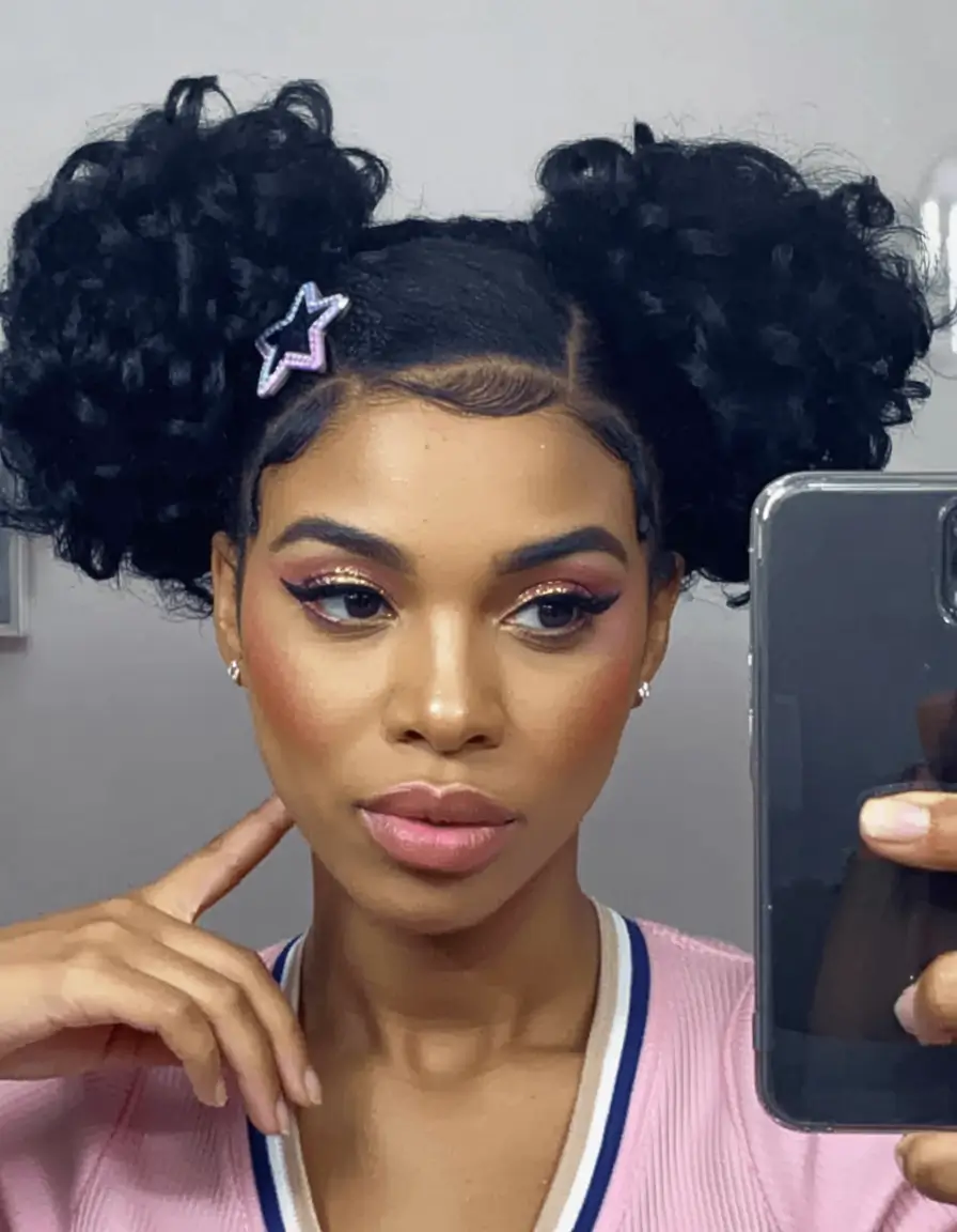 Black Women Hairstyles - Summer 2025 Trends Playful Puffs With Star Accessories