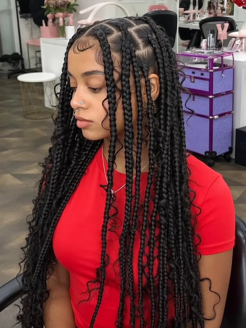 Black Women Hairstyles - Summer 2025 Trends Boho Vibes With Long Box Braids