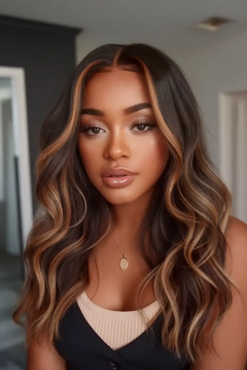 Black Women Hairstyles - Summer 2025 Trends Soft Waves with Honey Highlights