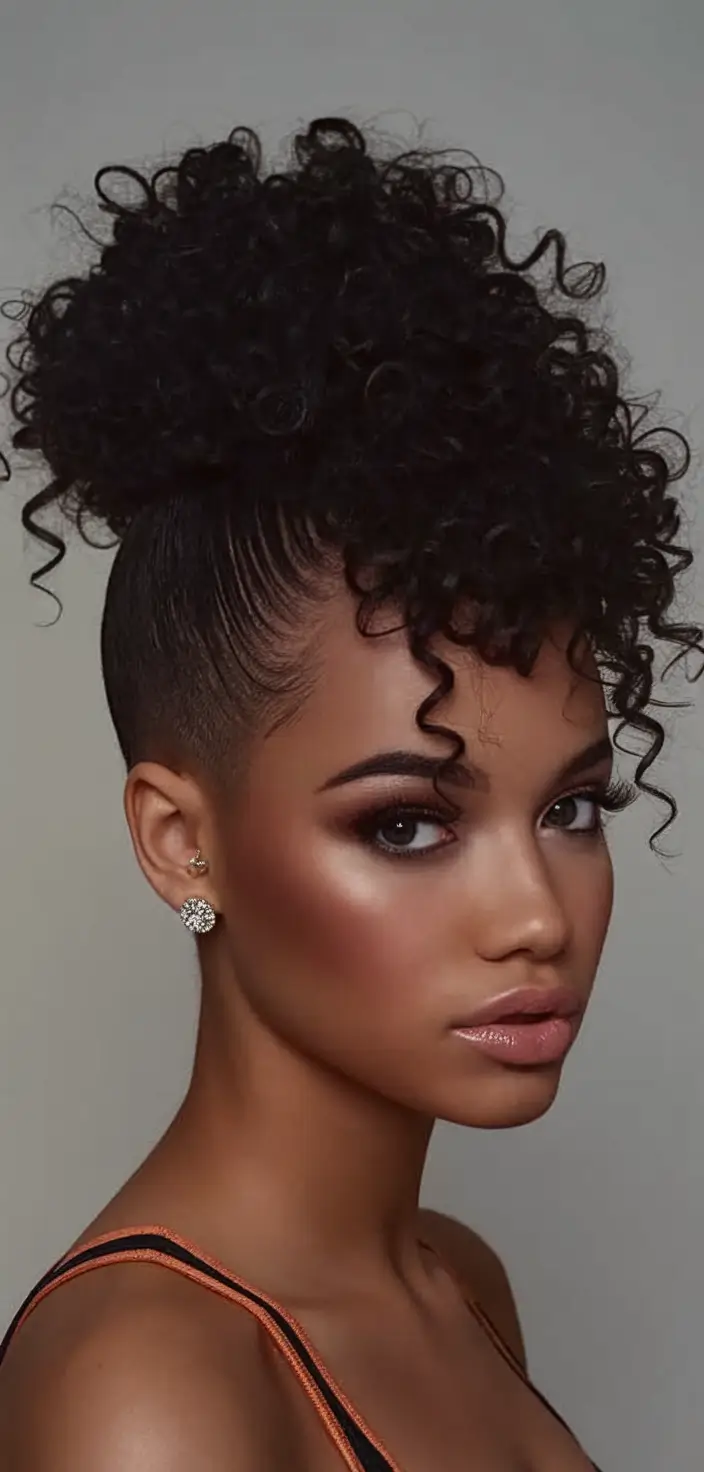 Black Women Hairstyles - Summer 2025 Trends Curly High Bun Elegance