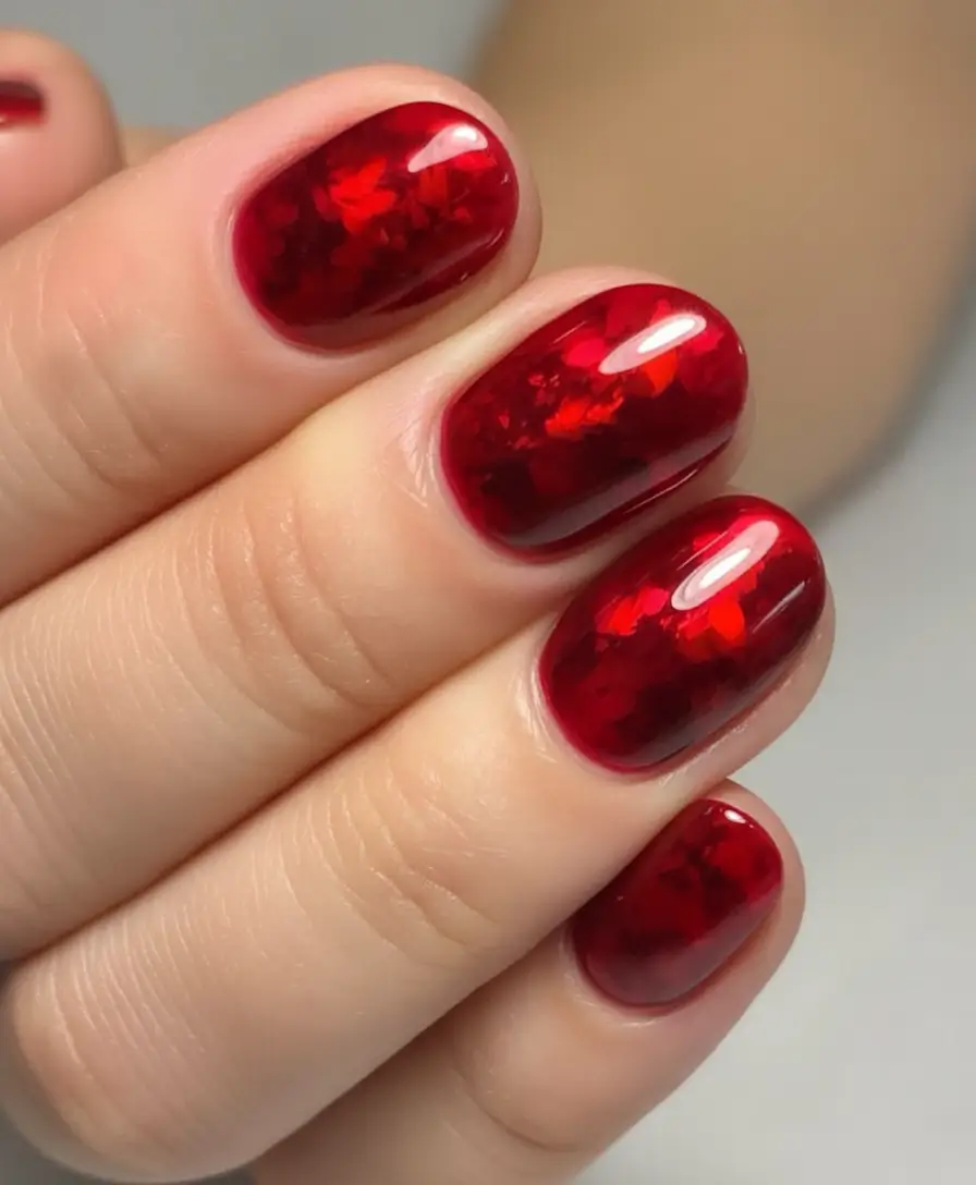 Bold Red Nails for 2025 Summer Molten Ruby Glass Effect