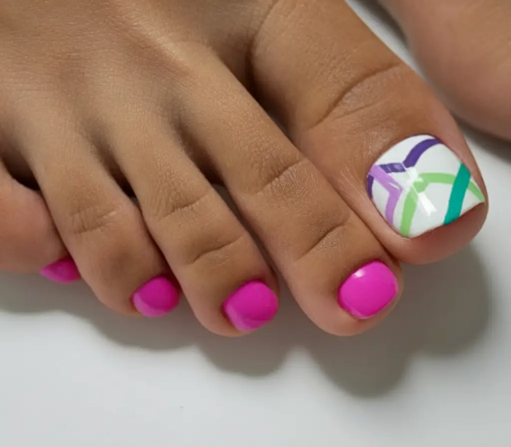Bold Toe Colors for Summer 2025 graphic pink with white accent art