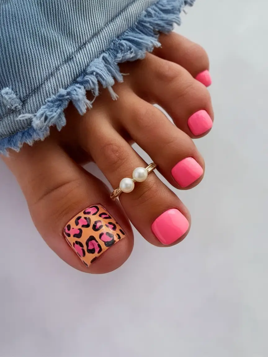 Bold Toe Colors for Summer 2025 Fierce in Pink & Leopard