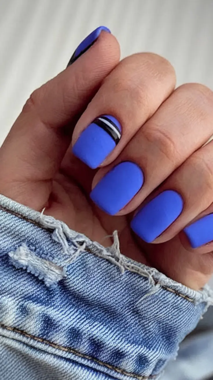 Chill Blue Nails for Summer 2025 Matte Blue Shorties with an Edge