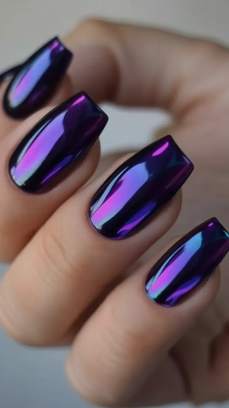 Chill Blue Nails for Summer 2025 Ultra Violet Chrome for Midnight Vibes