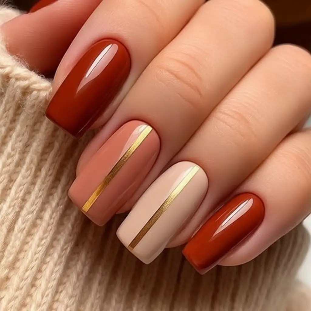 Classy Summer Nails for 2025 Style Burnt Caramel Stripe Perfection