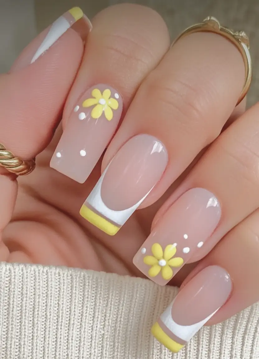 Classy Summer Nails for 2025 Style Sunshine Blooms And French Petals