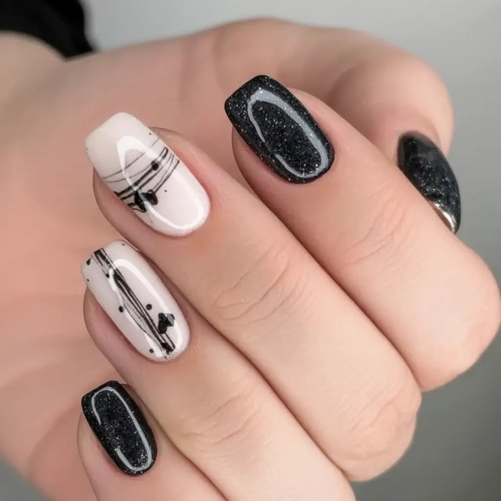 Classy Summer Nails for 2025 Style Monochrome with an Artsy Twist