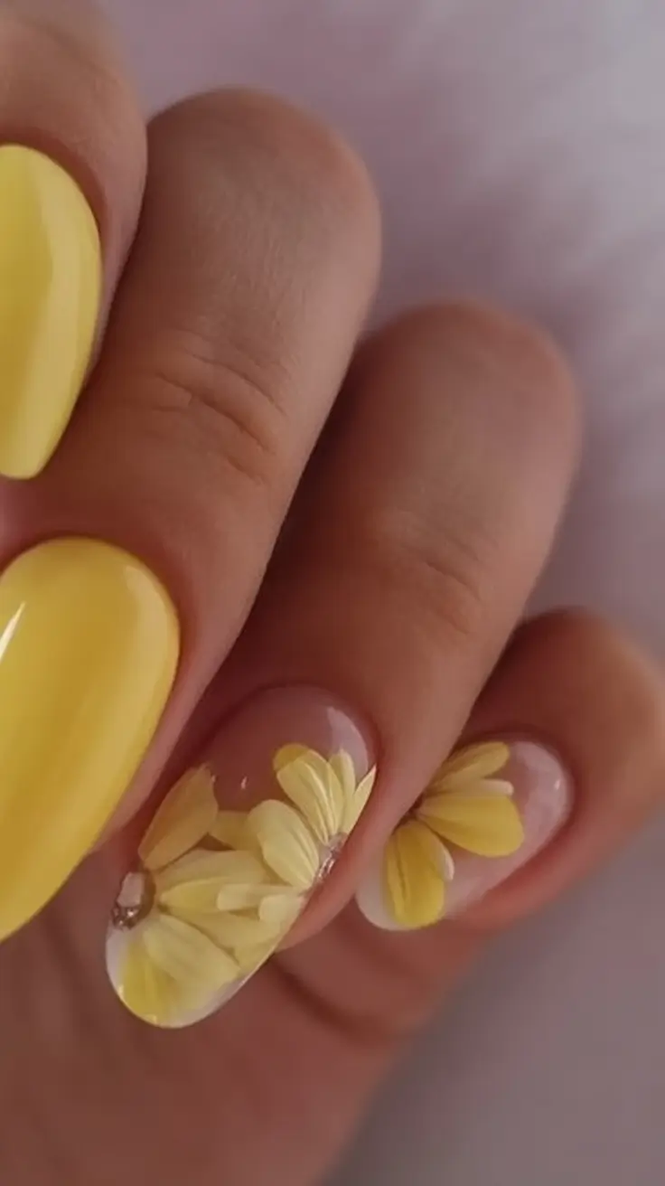 Classy Summer Nails for 2025 Style Lemon Petal Delight