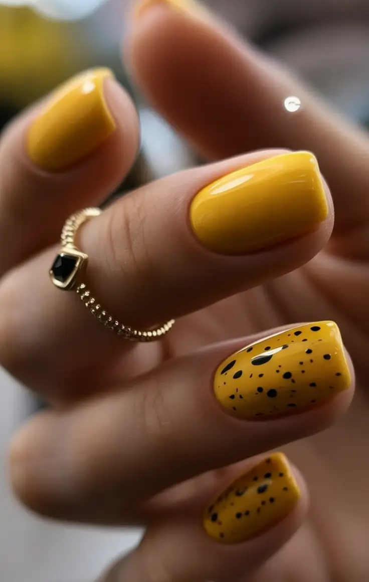 Classy Summer Nails for 2025 Style Yellow Pop With Speckled Art