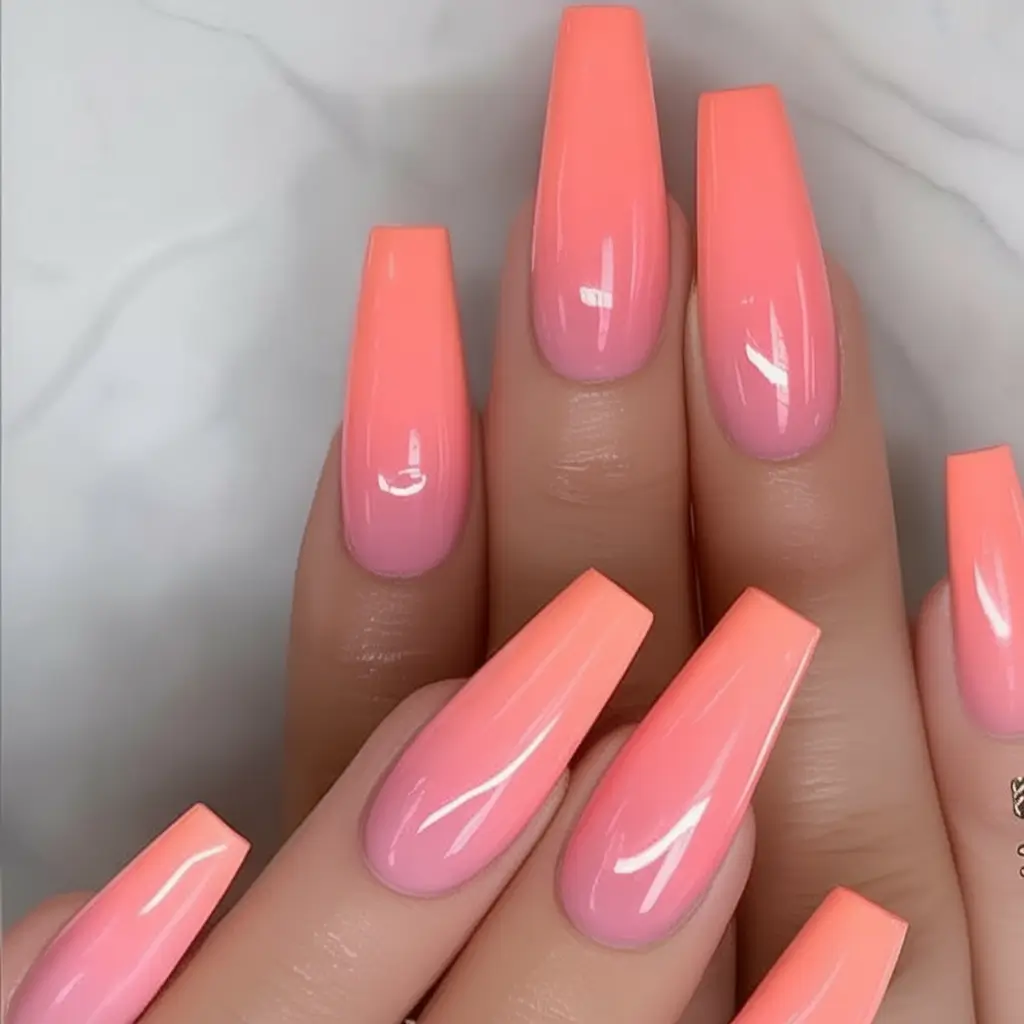 Coffin Nails for Summer 2025 Vibes Sunset Sorbet for Beachy Bliss