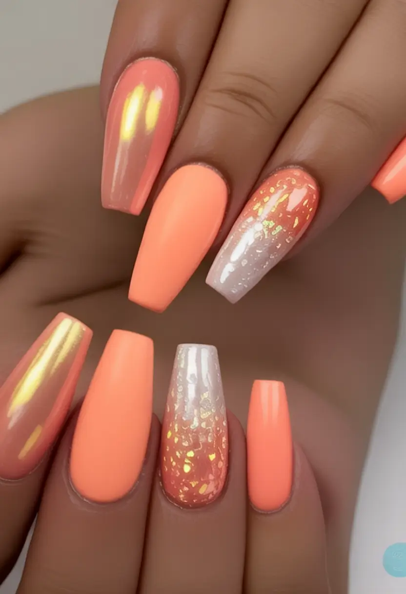 Coffin Nails for Summer 2025 Vibes Sun-Kissed Shine with Glitter Flare