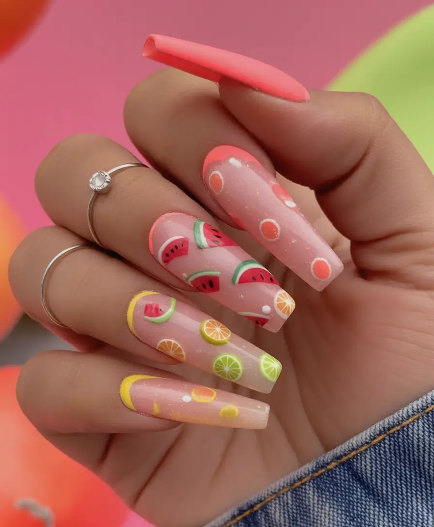 Coffin Nails for Summer 2025 Vibes Fruity Cocktail Tips