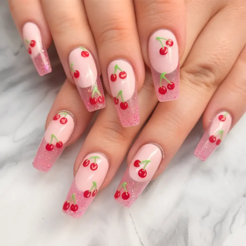 Coffin Nails for Summer 2025 Vibes Sparkling Cherry Sugar