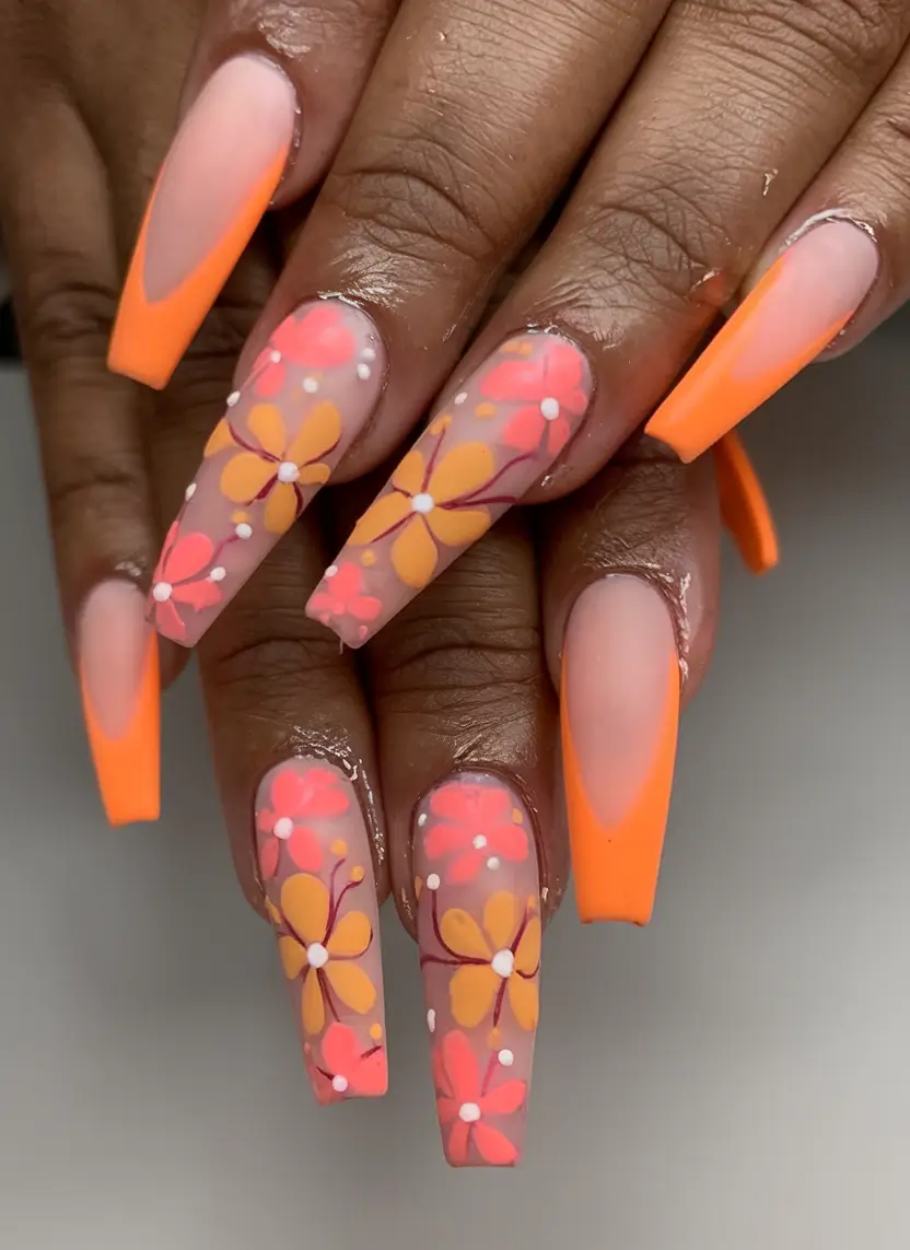Coffin Nails for Summer 2025 Vibes Tangerine Bloom Craze