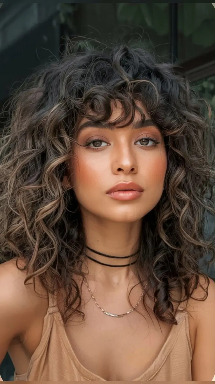 Curly Haircuts - Natural Curls Inspiration Summer 2025 Messy Mid-Length Shag with Soft Waves