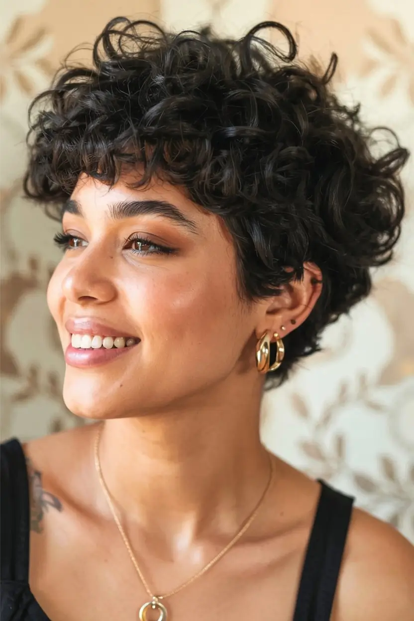 Curly Haircuts - Natural Curls Inspiration Summer 2025 Classic Short Curly Bob with Soft Fringe