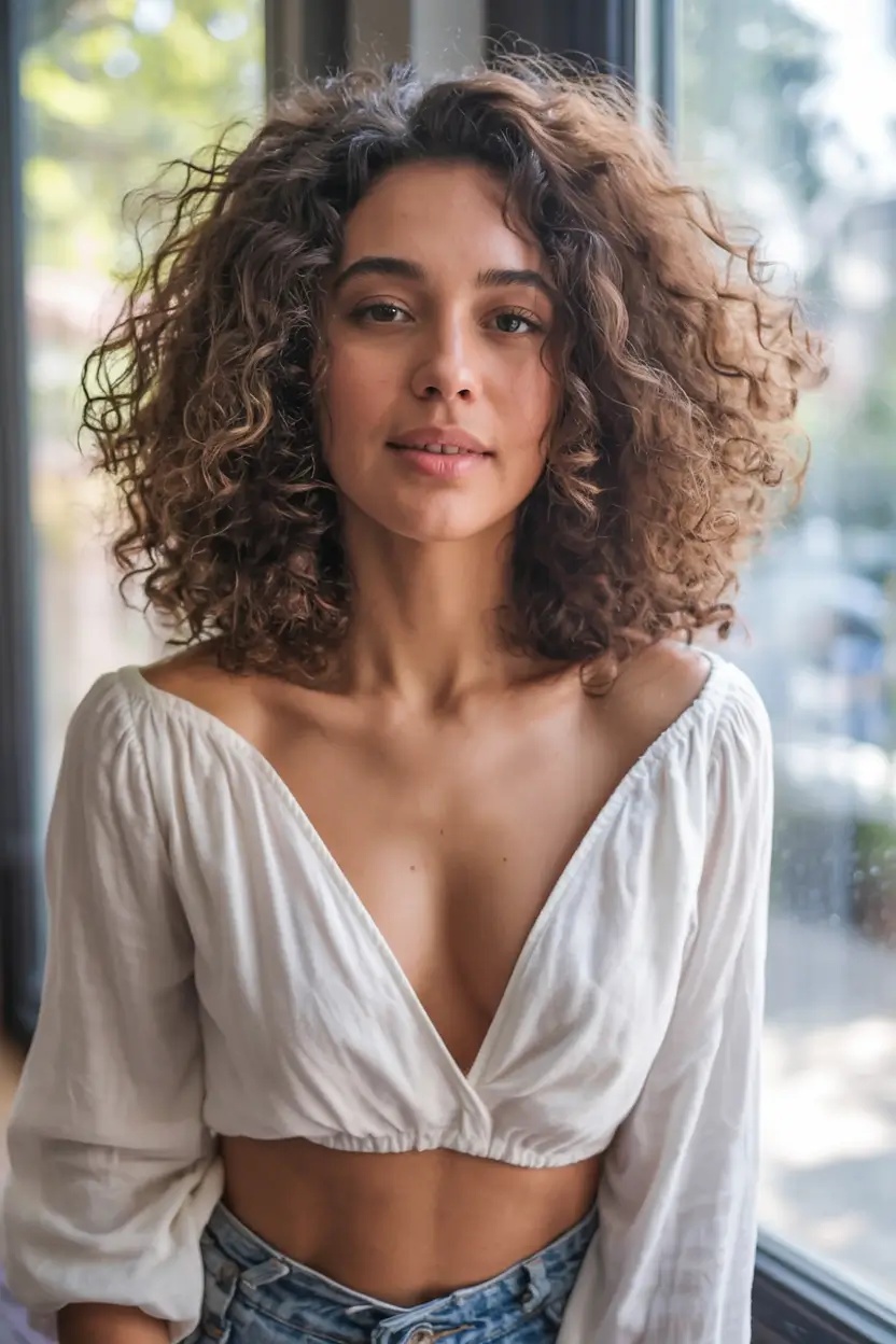 Curly Haircuts - Natural Curls Inspiration Summer 2025 Medium-Length Voluminous Natural Curls