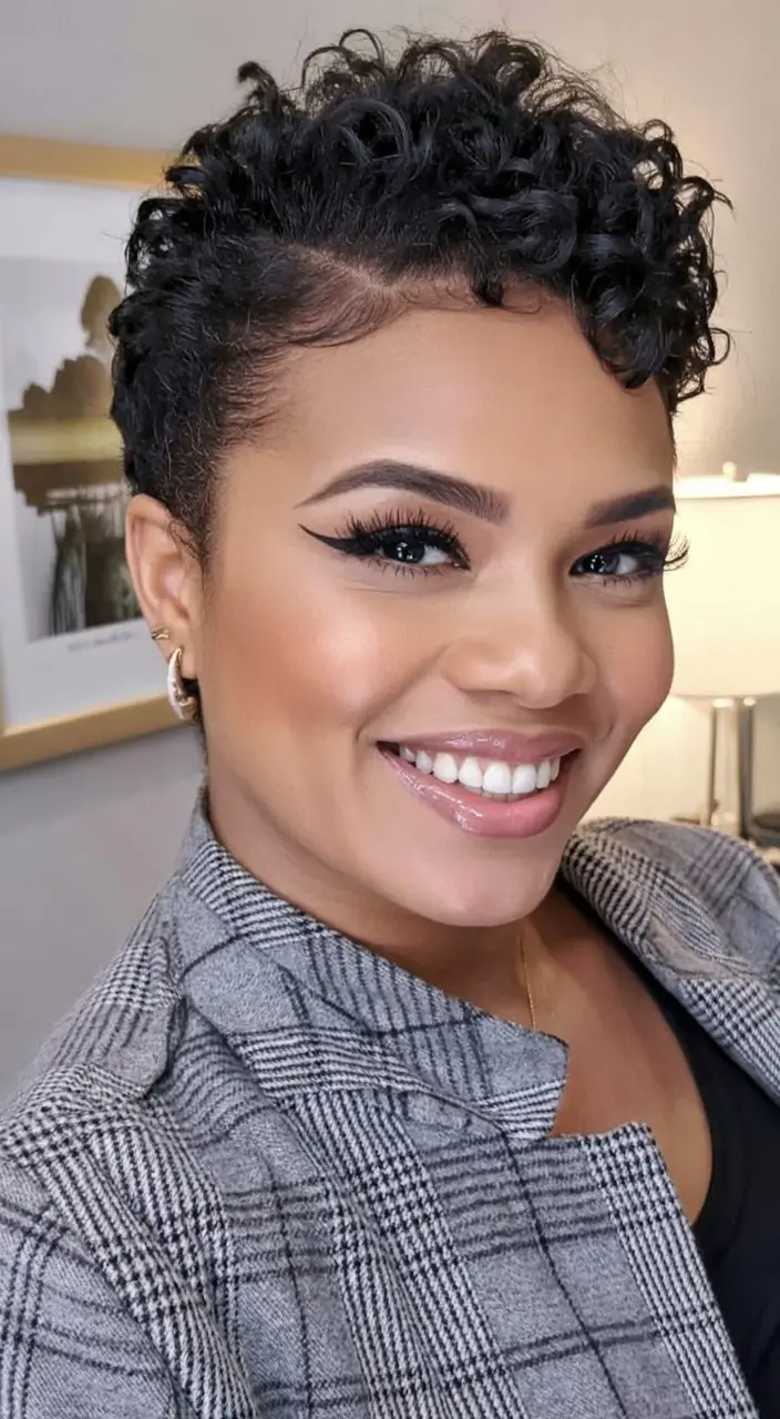 Curly Haircuts - Natural Curls Inspiration Summer 2025 Pixie Cut with Defined Coils