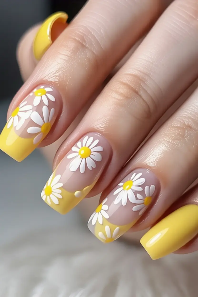 Cute Nails for a Perfect 2025 Summer Daisy Field Forever