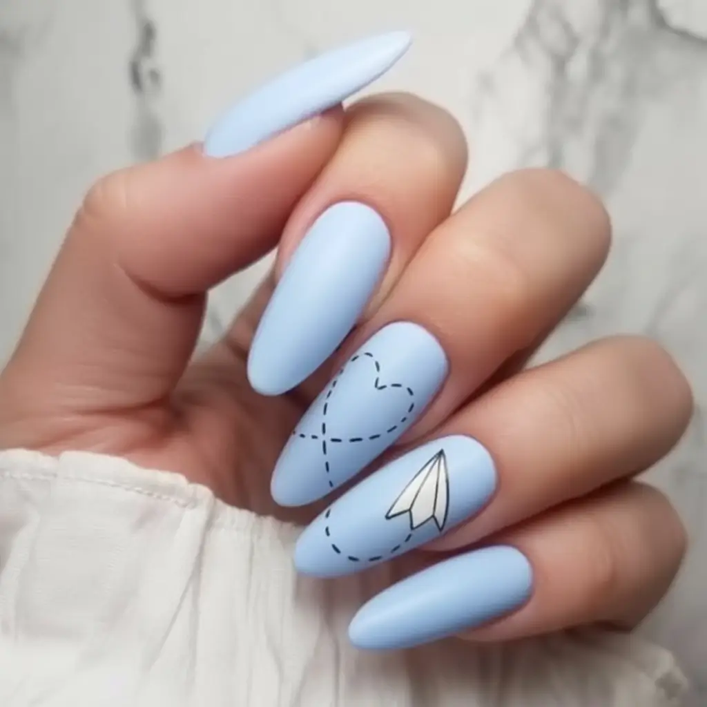 Cute Nails for a Perfect 2025 Summer Paper Plane Daydream
