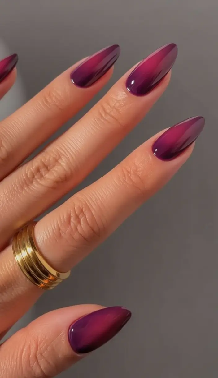 Cute Nails for a Perfect 2025 Summer Plum Fade for Moody Summer Nights