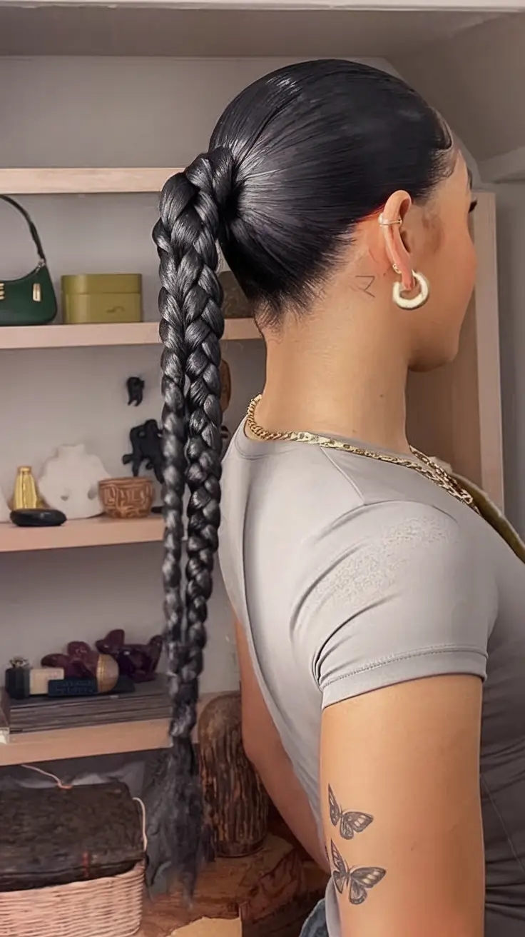 Cute Summer Hairstyle Ideas - Effortless Looks 2025 High Shine Braided Power Ponytail