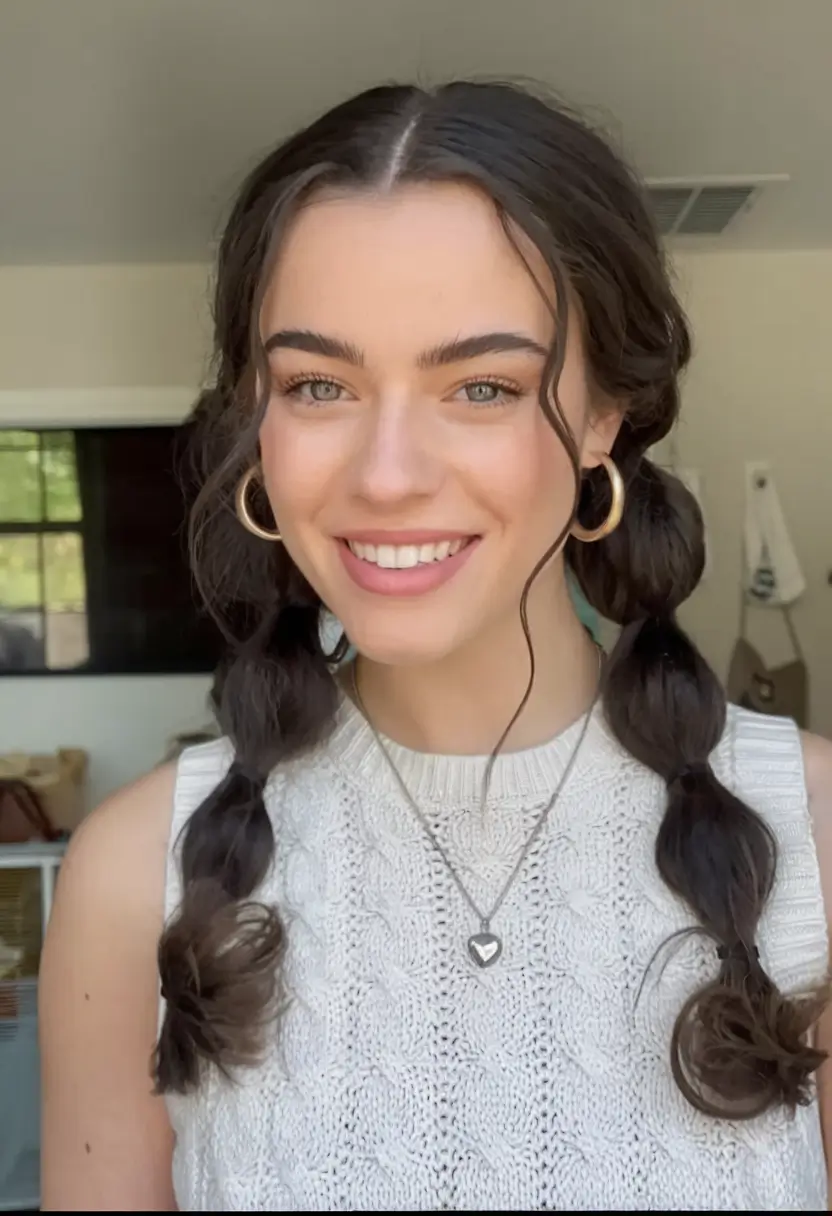 Cute Summer Hairstyle Ideas - Effortless Looks 2025 Double Bubble Braids