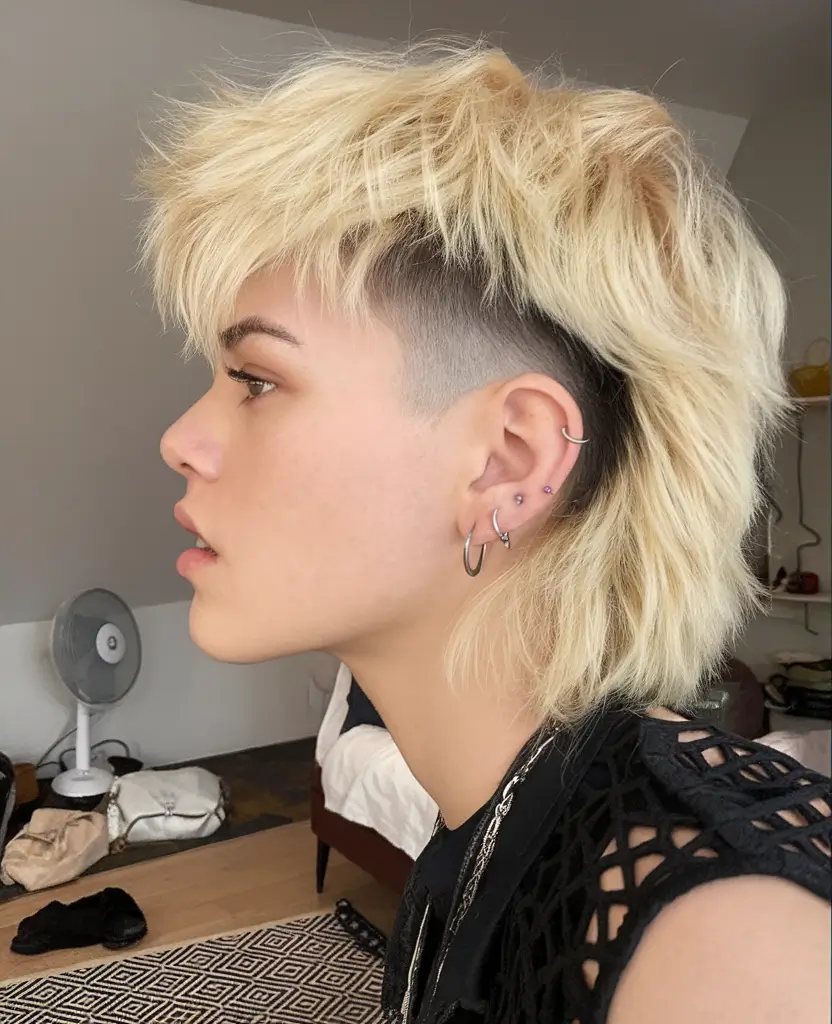 Cute Summer Hairstyle Ideas - Effortless Looks 2025 Edgy Blonde Mullet with Shaved Sides