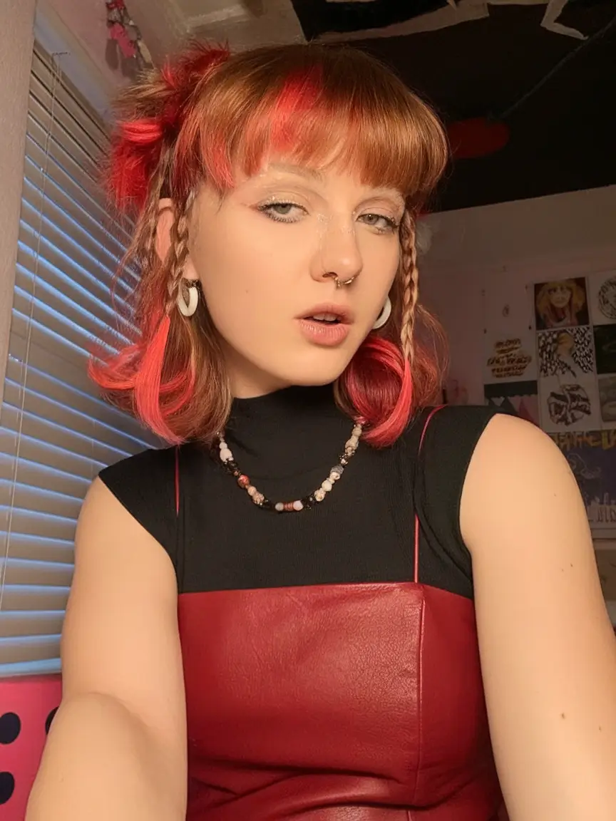 Cute Summer Hairstyle Ideas - Effortless Looks 2025 Cherry-Red Highlights with Braided Accents