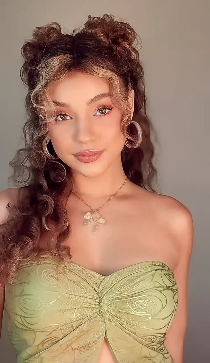 Cute Summer Hairstyle Ideas - Effortless Looks 2025 Romantic Half-Up Curls with Face-Framing Highlights